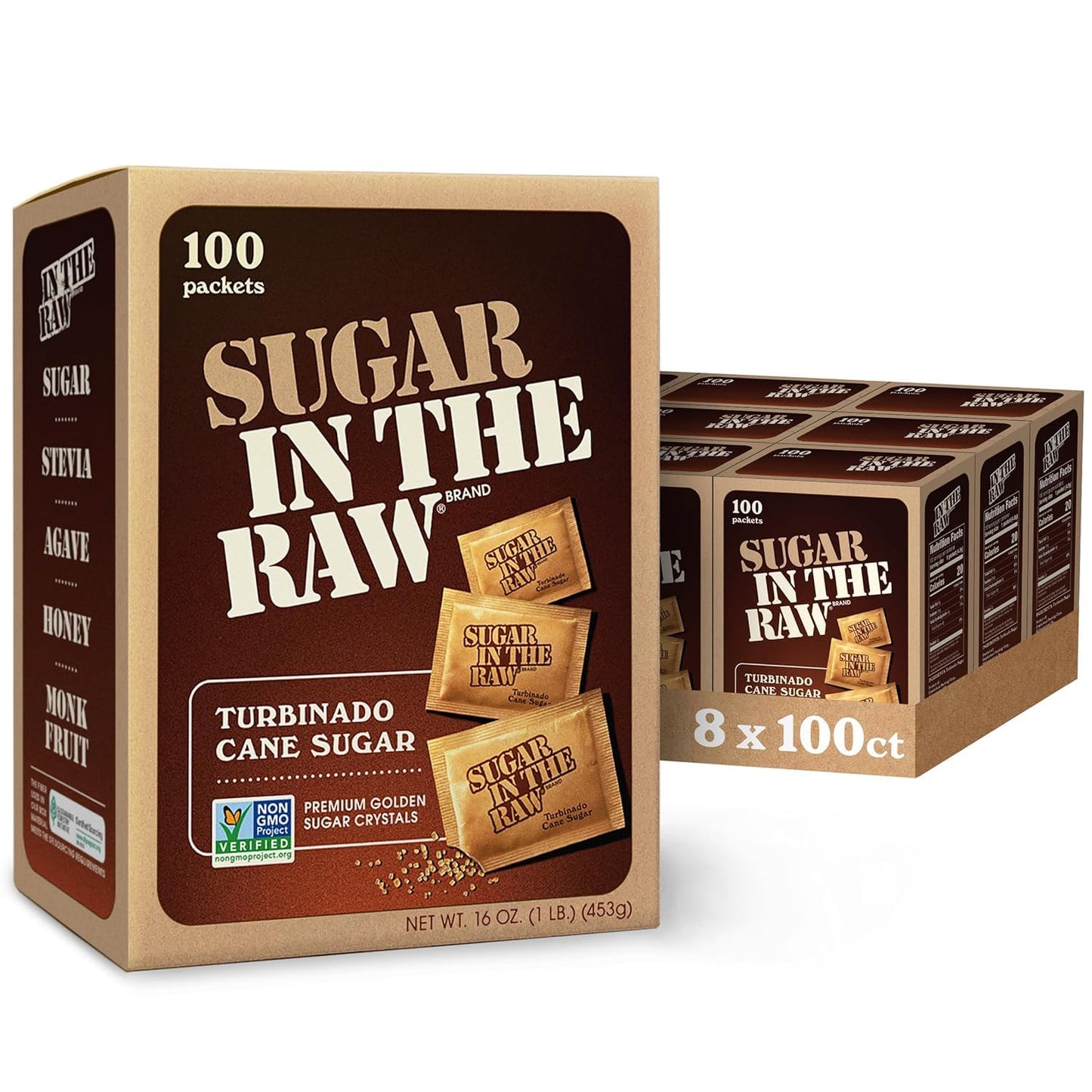 In The Raw Granulated Turbinado Cane Sugar, 2 lb Box, Pure, All-Natural Turbinado Sugar, Non-GMO Project Verified, Kosher, Vegan and Gluten Free (Pack of 12)