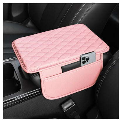 Stacool Upgraded Car Center Console Cover,Microfiber Leather Car Armrest Cover Cushion with 2 Storage Bags,Universal Car Armrest Storage Box (Black)