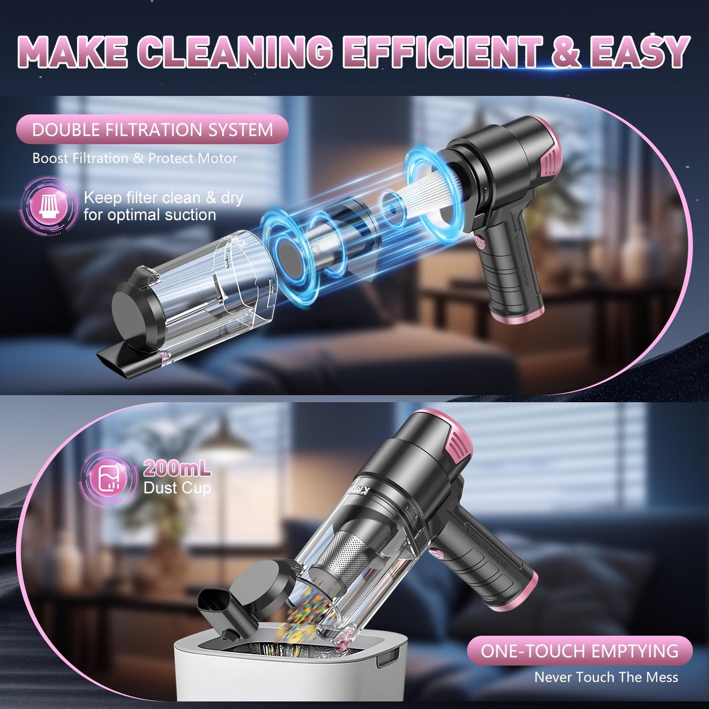 KMM Handheld Car Vacuum Cleaner, Hand Held Vacuum Cleaner and Air Duster