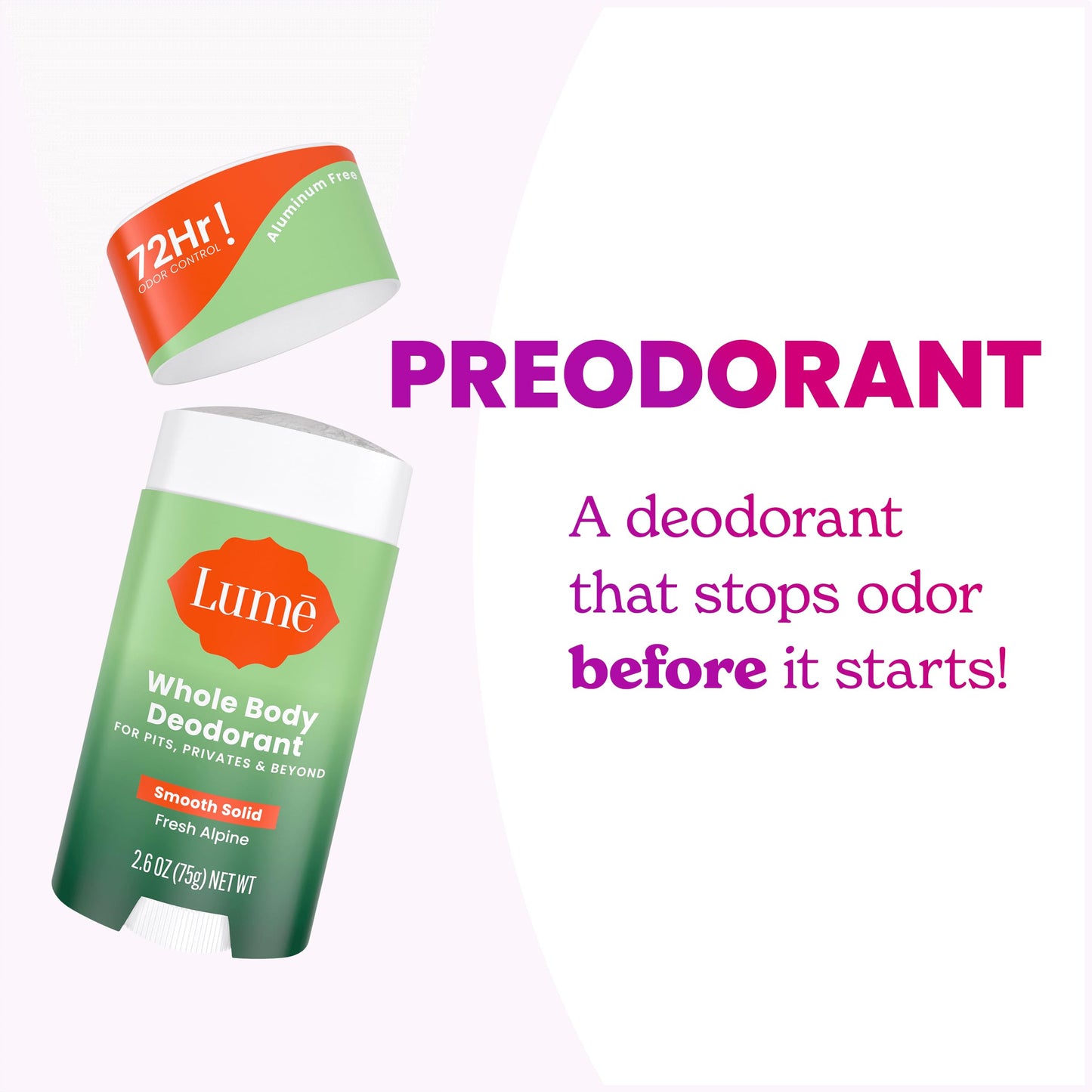 Lume Whole Body Deodorant - Solid Stick - 2.6 oz, 2 pk (Soft Powder)