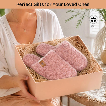 EverFoams Women's Fuzzy Slippers Warm Cozy Memory Foam Indoor House Shoes