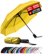 Windproof Travel Umbrella - Compact & Withstands Winds up to 100MPH, Strongest Premium Auto Folding Umbrella for Rain and Sun - Durable, Light & Portable for Women & Men, Fits Backpack & Cars