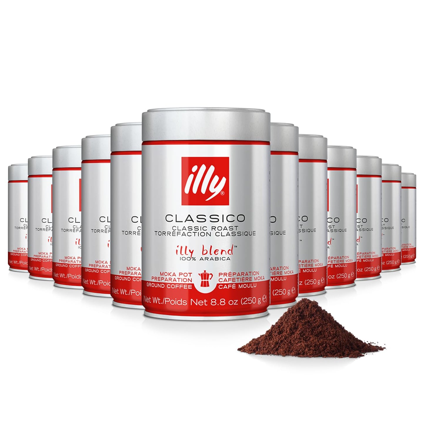 illy Intenso Ground Espresso Coffee, Bold Roast, Intense, Robust and Full Flavored With Notes of Deep Cocoa, 100% Arabica Coffee, No Preservatives, 8.8 Ounce Can (Pack of 1)