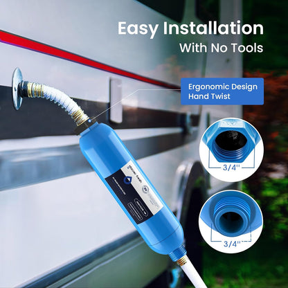 GLACIER FRESH RV/Marine Water Filter with 2 Flexible Hose Protectors 4 Pack