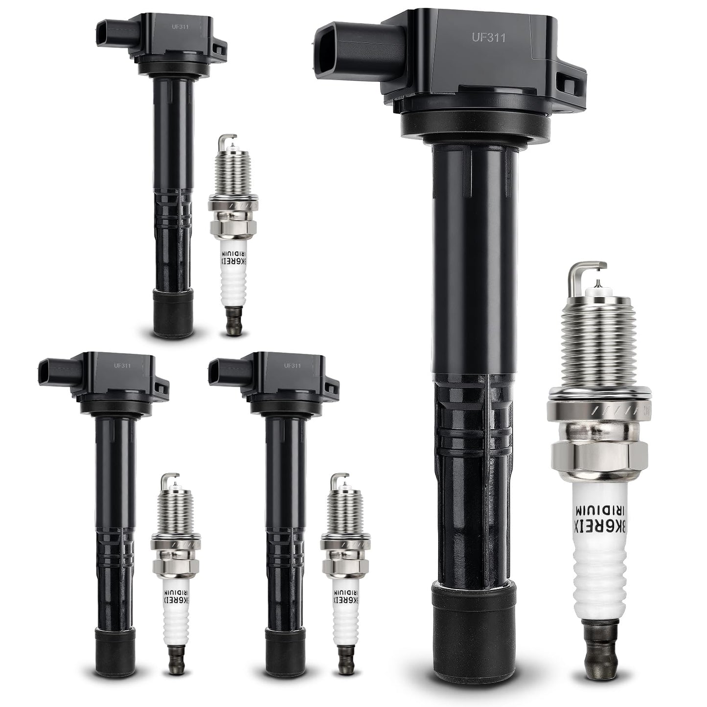 UF667 Ignition Coil & ILZFR6D11 Double Iridium Spark Plug for BMW 2.5-6.0L