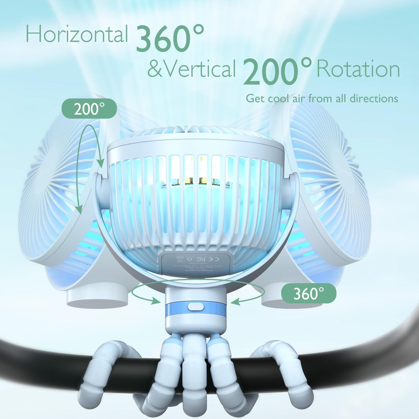 Momcozy 8000mAh Portable Stroller Fan | 27H Ultra-long Battery Life
