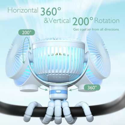 Momcozy 8000mAh Portable Stroller Fan | 27H Ultra-long Battery Life