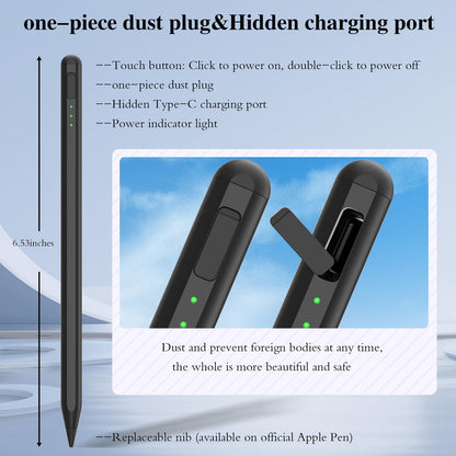 Stylus Pen for iPad11&10thGen,14Mins Faster Charge, with Pencil Holder,Palm Rejection, Tilt Sensitivity, for iPad Air11&13-inch(M3/M2), iPad Pro 11&13-inch (M4),iPad 6-11th,iPad Pro 11/12.9 inch