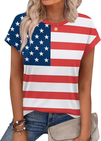Alaroo Womens Summer Tops Short Sleeve Shirts Crew Neck Tshirt Cute Trendy Tunic Blouses (S-3XL)