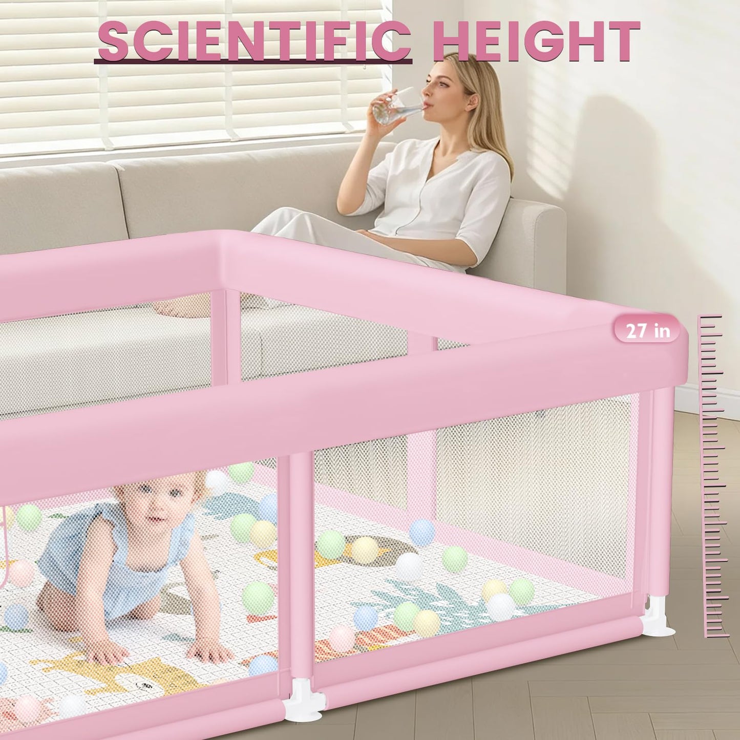 Hiaksedt Baby Playpen 50x50 Inch, Play Pens for Babies and Toddlers
