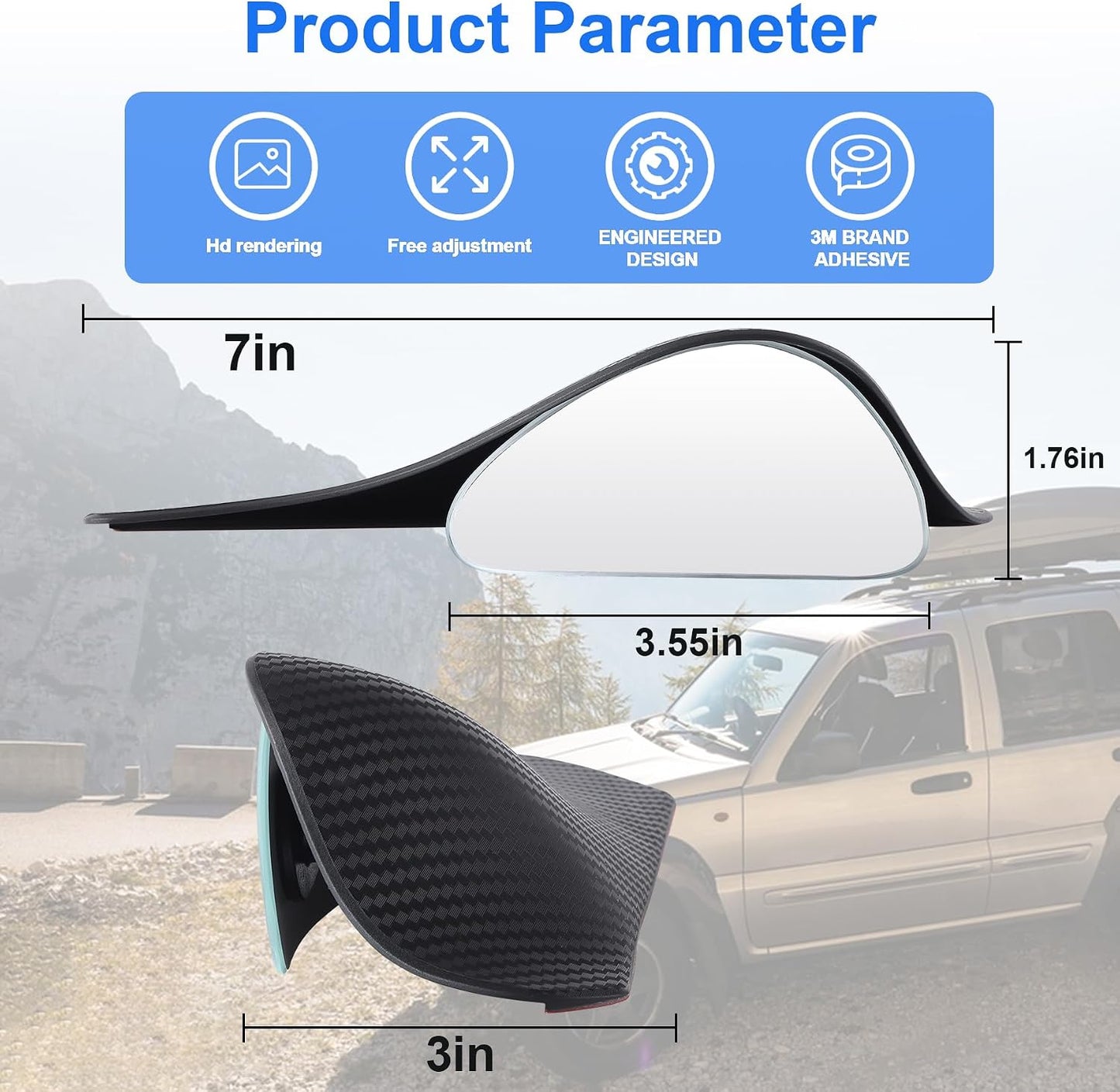 LivTee Blind Spot Car Mirror, HD Glass Frameless Convex Side Mirror Blindspot, Wide Angle Rear View Mirrors for SUVs, Trucks and RVs - Car Accessories