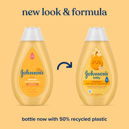 Johnson's Baby Shampoo with Aloe Vera & Vitamin B5, Tear Free, Newborn Essentials, No added Parabens & Sulfates, Hypoallergenic, Baby Essentials, 20.3 fl. oz