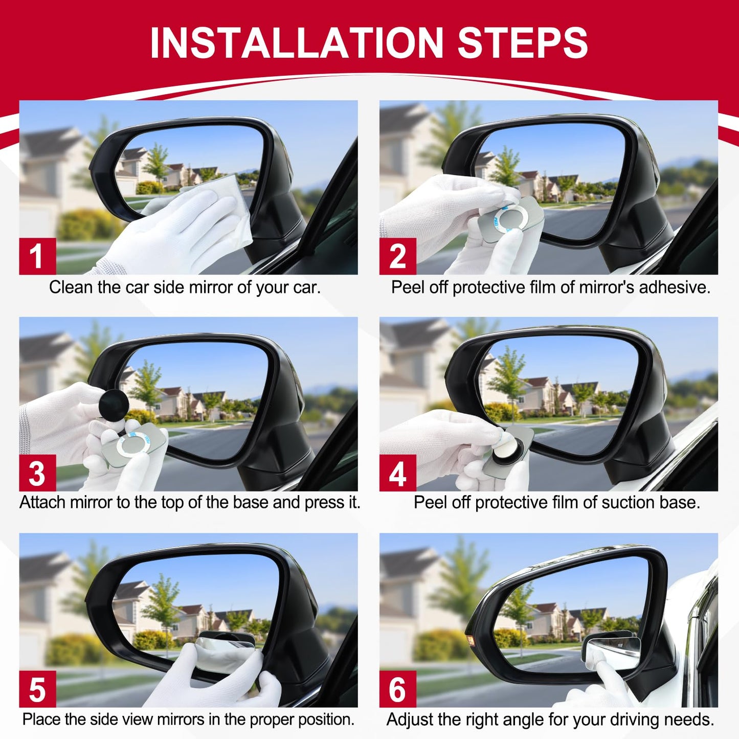 LivTee Blind Spot Mirror, 2" Round HD Glass Frameless Convex Rear View Mirrors Exterior Accessories with Wide Angle Adjustable Stick for Car SUV and Trucks, Pack of 2
