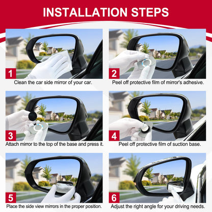 LivTee Blind Spot Mirror, 2" Round HD Glass Frameless Convex Rear View Mirrors Exterior Accessories with Wide Angle Adjustable Stick for Car SUV and Trucks, Pack of 2