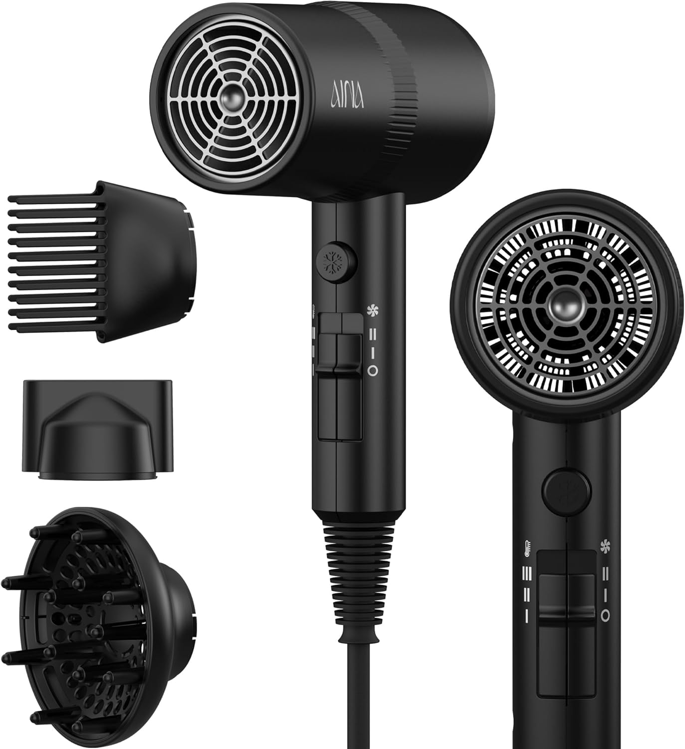 AINA Diffuser Hair Dryer Full-Featured Blow Dryer 110V/1600W(Ash Grey)
