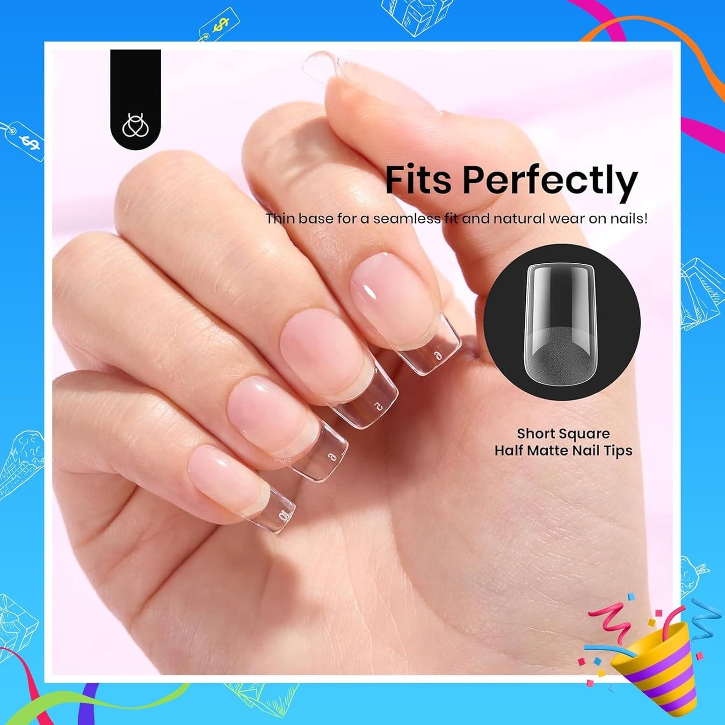 Beetles Soft Gel Nail Tips Short Almond 288pcs in 12 Sizes Etch-X