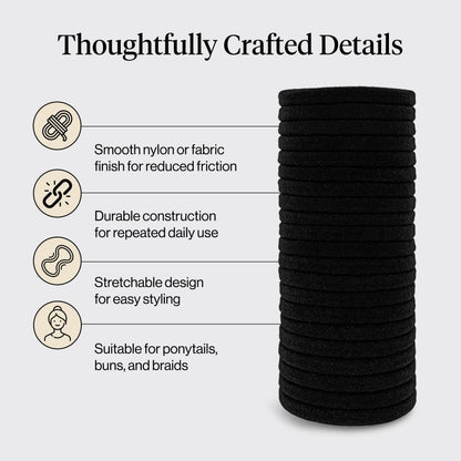 Kitsch Elastic Hair Ties No Damage | Stretchable Hair Bands - Neutral 12pcs