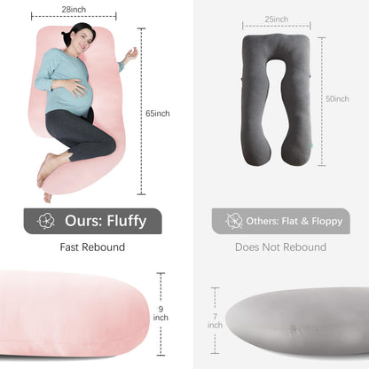 MOON PARK Pregnancy Pillows for Sleeping - U Shaped Full Body Maternity Pillow with Removable Cover - Support for Back, Legs, Belly, HIPS - 65 Inch - Aquamarine