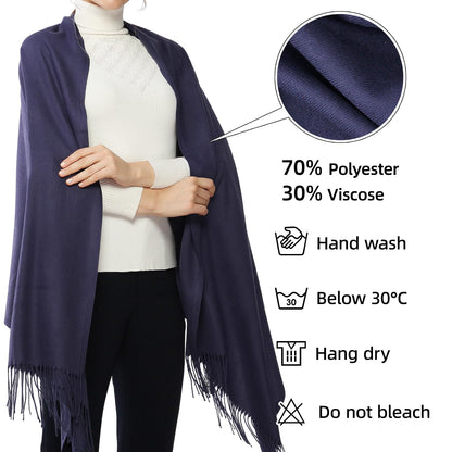 RIIQIICHY Women's Fringe Shawl Wrap Pashmina Scarf for Wedding Evening