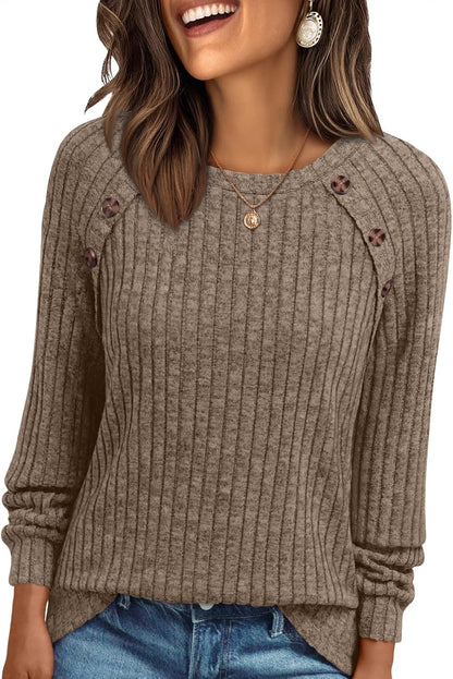 AUTOMET Womens Long Sleeve Shirts Fall Sweaters Business Casual Tops Blouse