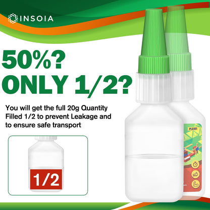 INSOIA Super Medium CA Glue, 20g, Strong Bond, with Precision Tips