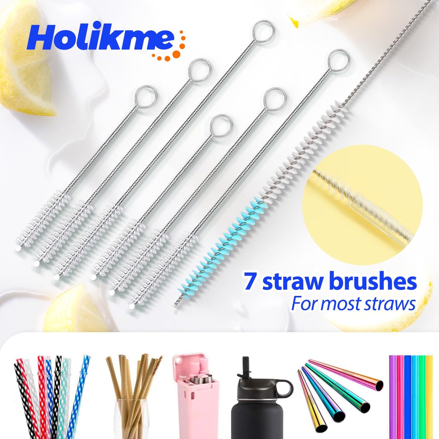 Holikme Bottle Brush Tube Cleaning Lab Set with Long Handle,White