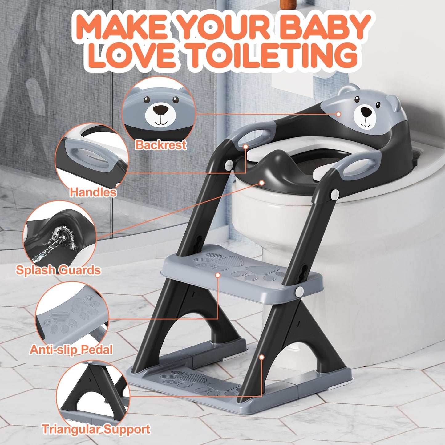 Potty Training Toilet for Toddlers, 2-in-1 Potty Training seat, Anti-Slip