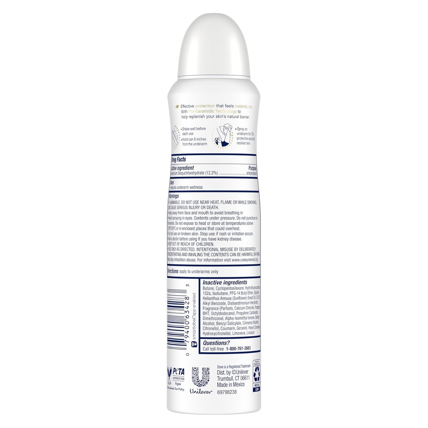 Dove Invisible Antiperspirant Dry Spray Clear Finish 3PK 3.8 oz