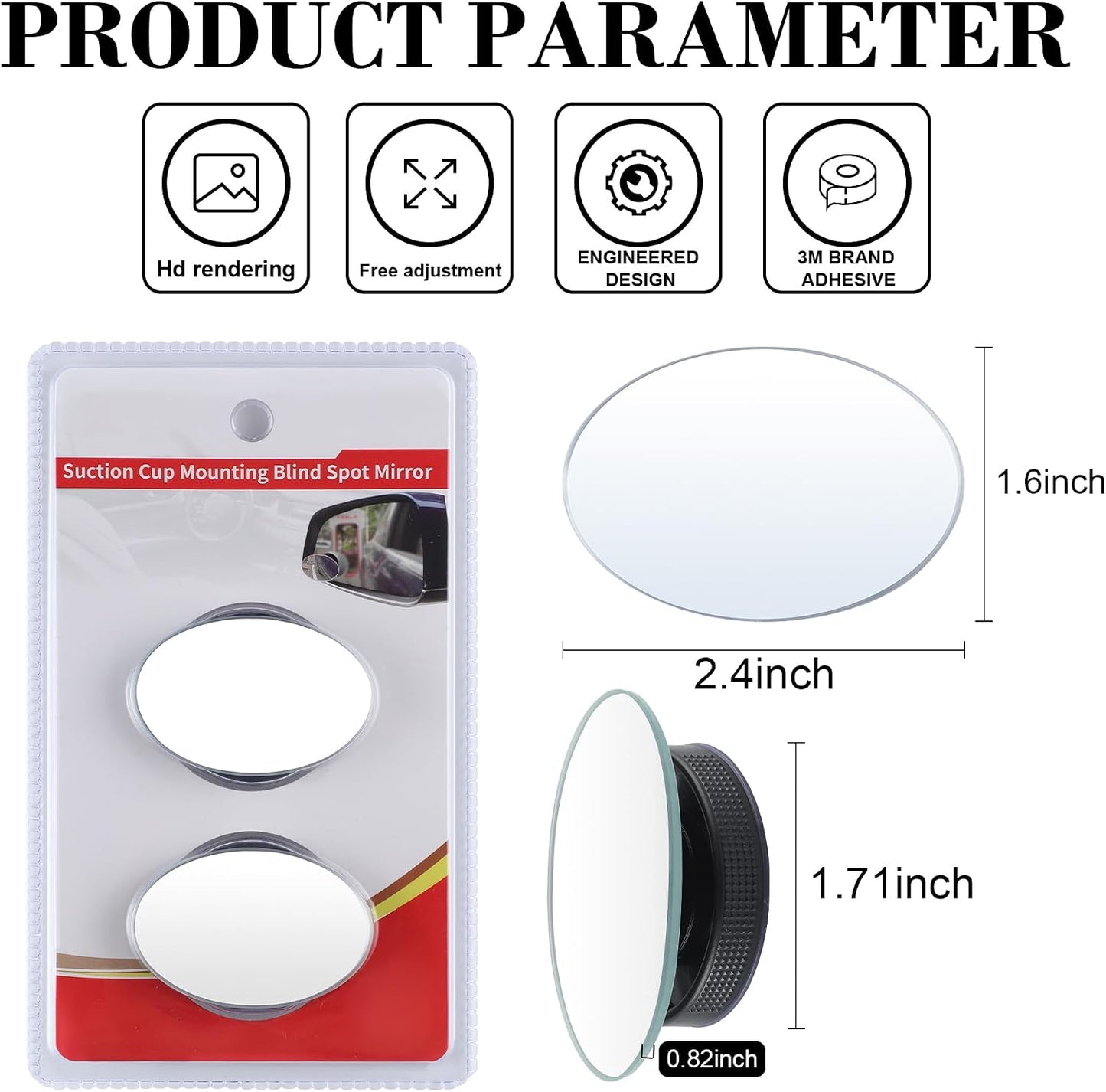 LivTee Blind Spot Car Mirror, HD Glass Frameless Convex Side Mirror Blindspot, Wide Angle Rear View Mirrors for SUVs, Trucks and RVs - Car Accessories