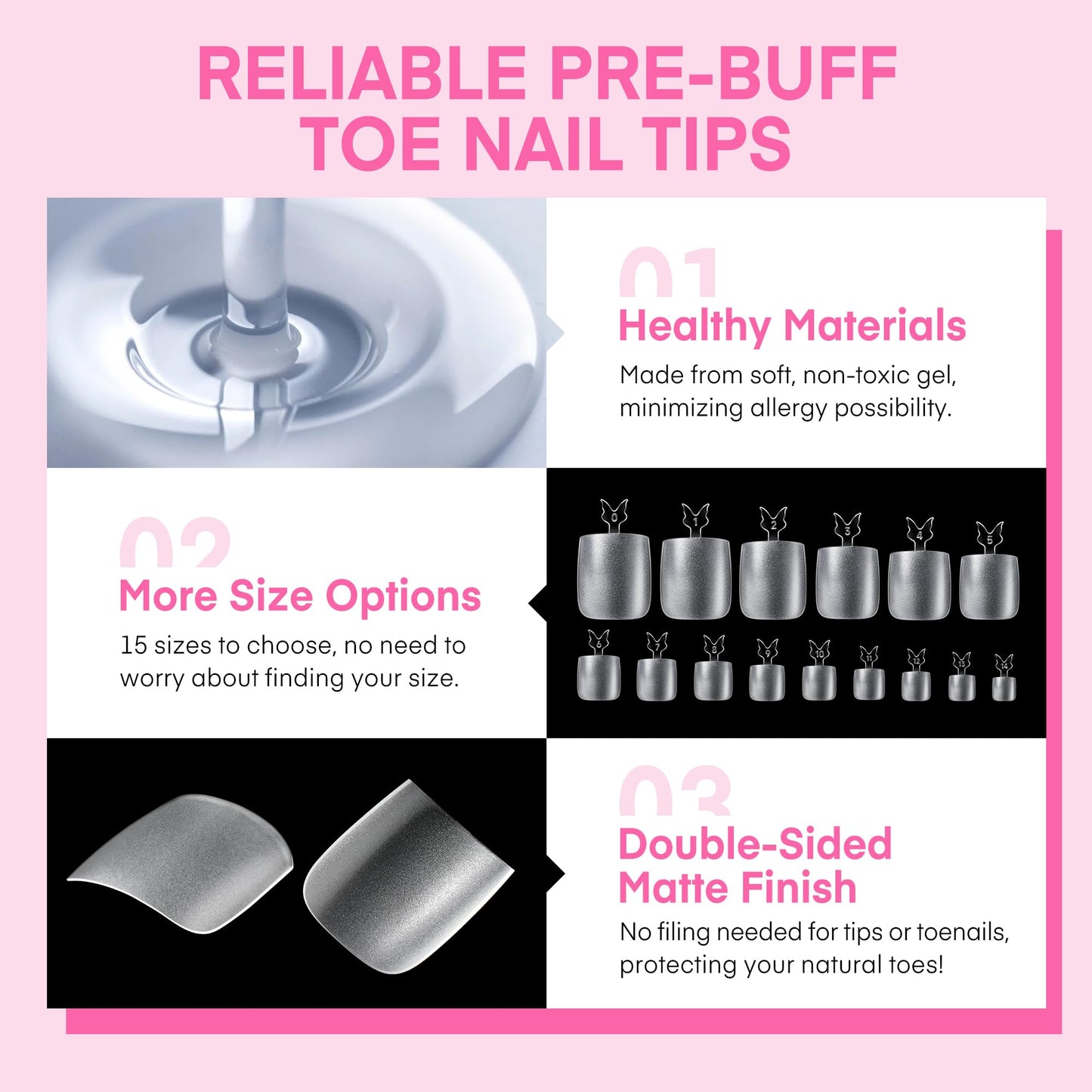 UNA GELLA 504Pcs Medium Pointed Almond Nail Tips, X-Soft Almond Gel Nails