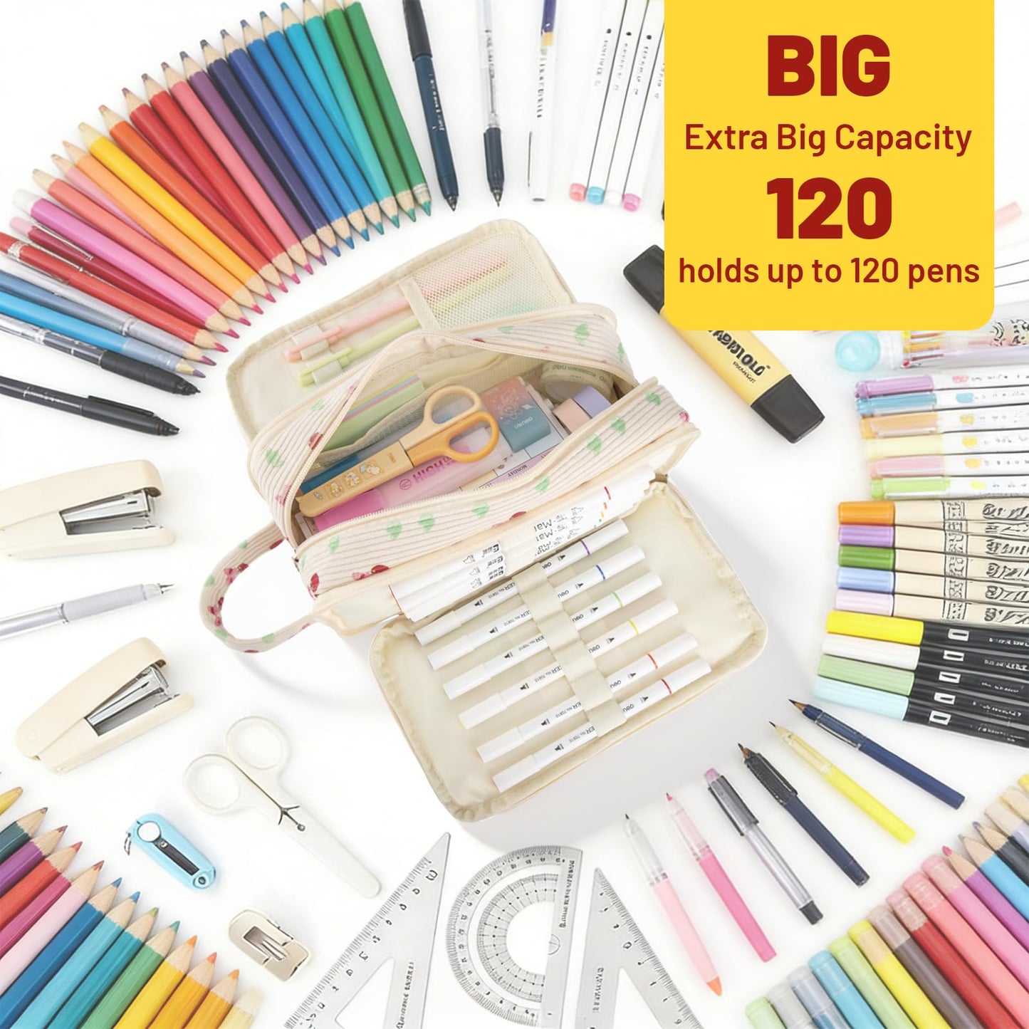 Cute Big Pencil Case Pouch Bag with Handle for Teen Girls Boy Gift