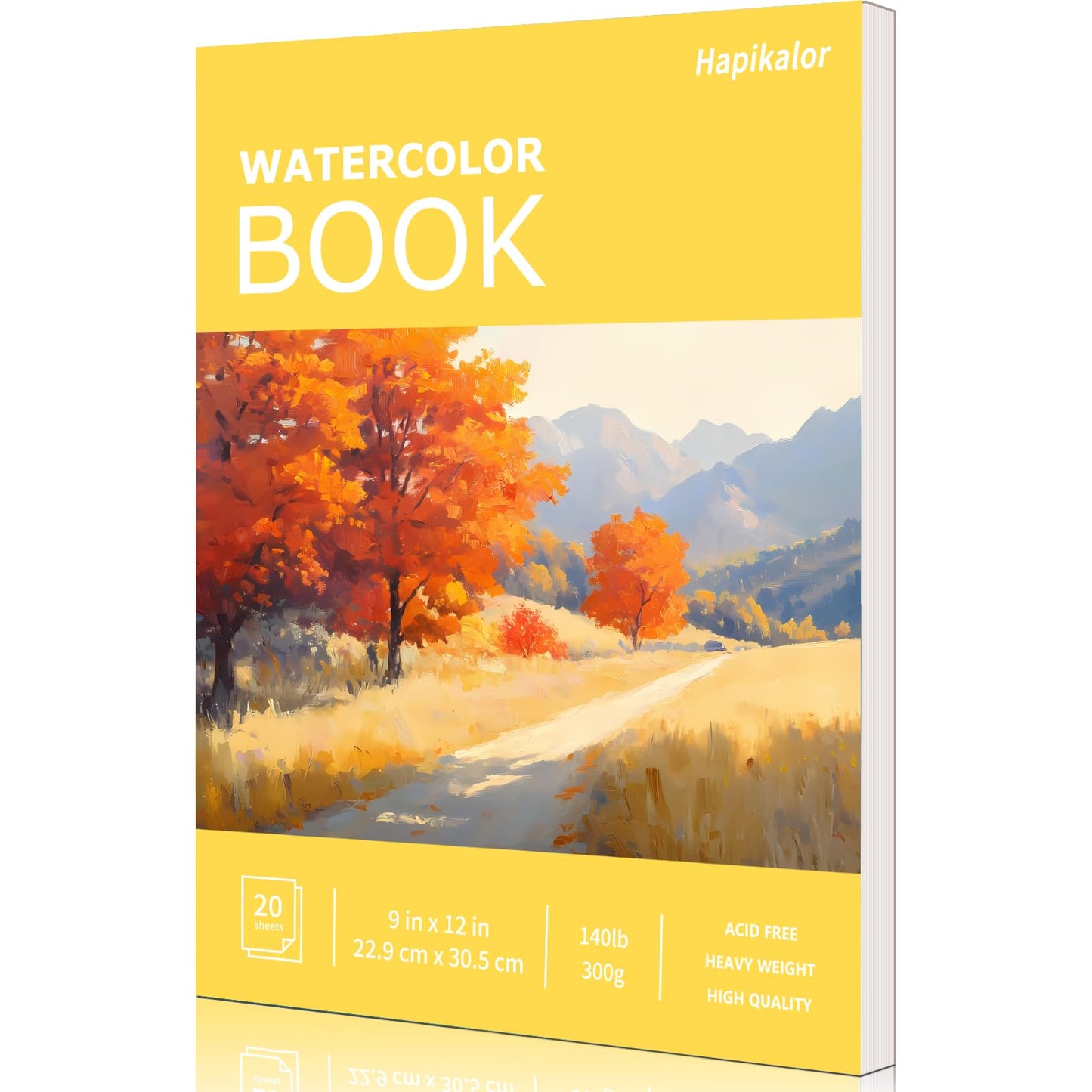 Hapikalor Watercolor Paper Pad, 9"x12" Water Color Paper, 140lb/300gsm Teal