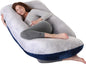 ALLOPERA Pregnancy Pillow, Full Body Maternity Pillow 57 inch, with Removable Washable Cover - Sleep Support for Legs, Back, Neck, Shoulder, HIPS, Belly, Velvet Cover-Grey-Dark Blue