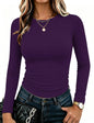 Zeagoo Women Long Sleeve Shirts Slim Fit Going Out Tops Crewneck Basic Tee