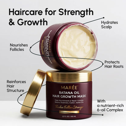 MAREE Deep Conditioning Hair Mask for Damaged Hair Treatment – Keratin Hair Care for Hydrating Growth Repair Moisturizing – Dry Curly Color Refreshing – 10 Fl Oz, White