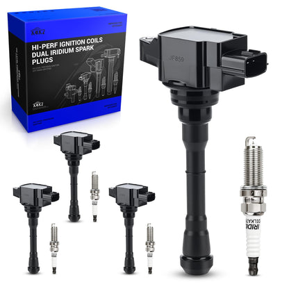 UF667 Ignition Coil & ILZFR6D11 Double Iridium Spark Plug for BMW 2.5-6.0L