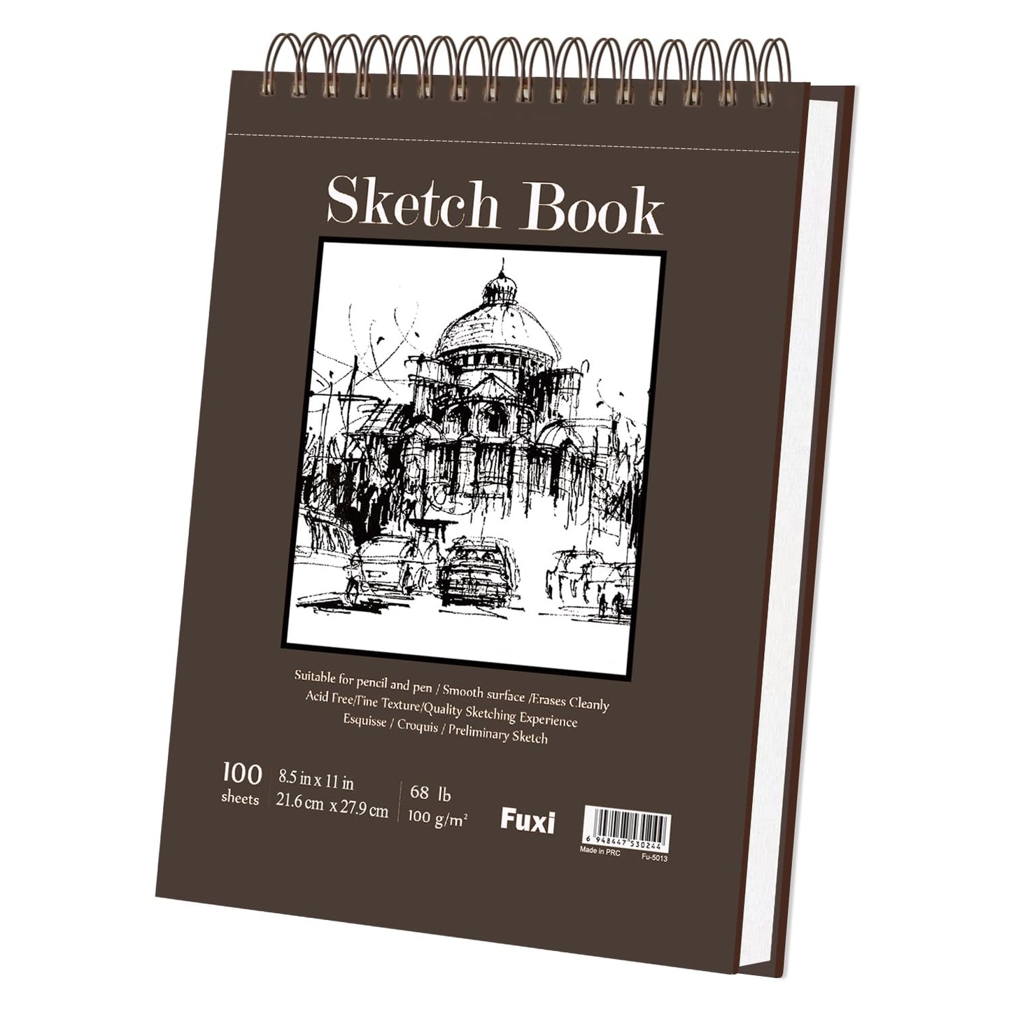 Fuxi 9" x 12" Sketch Book_Top Spiral Bound Sketchbook_100Sheets 68lb/100gsm