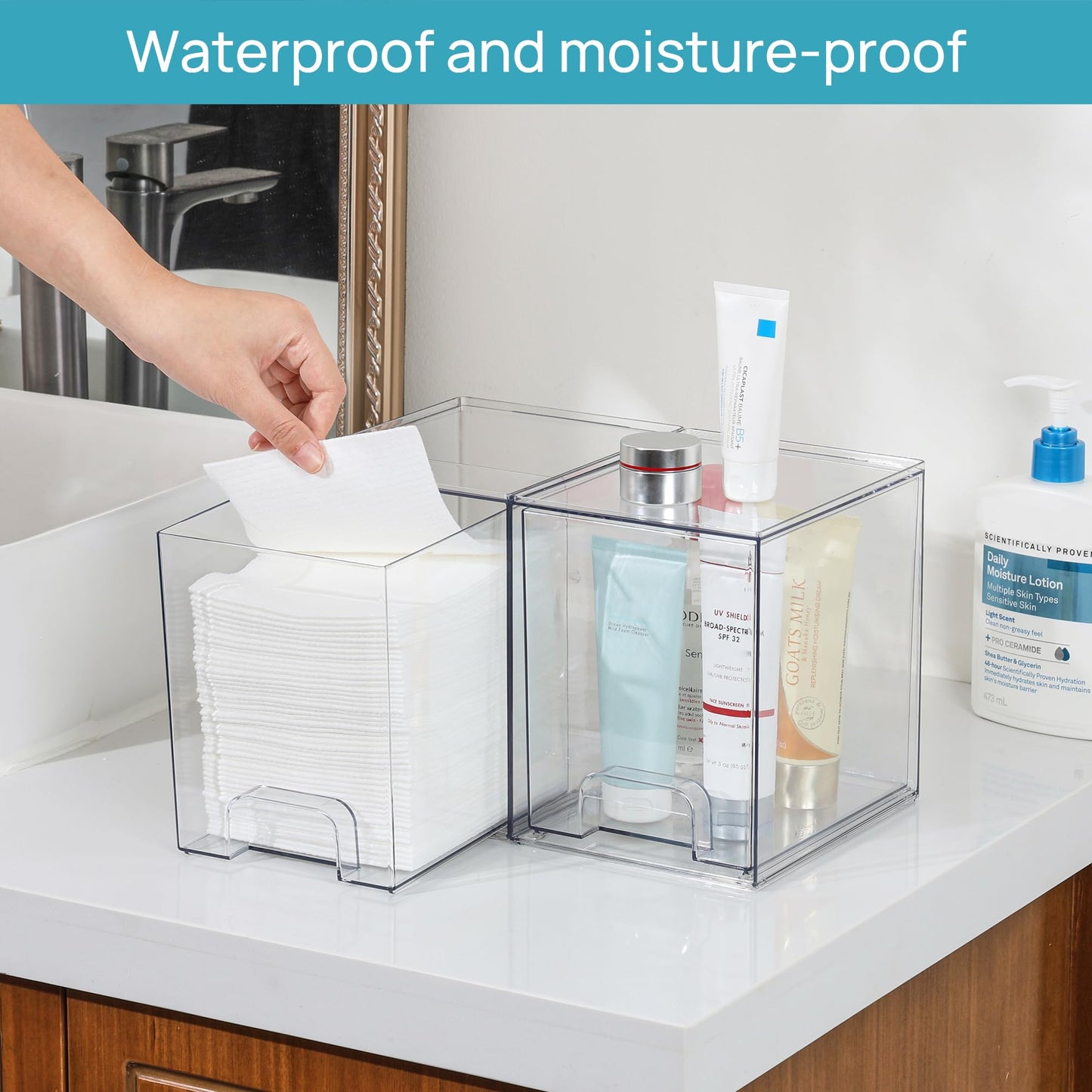 Vtopmart 2 Pack Small Clear Stackable Storage Drawers for Desk, Countertop