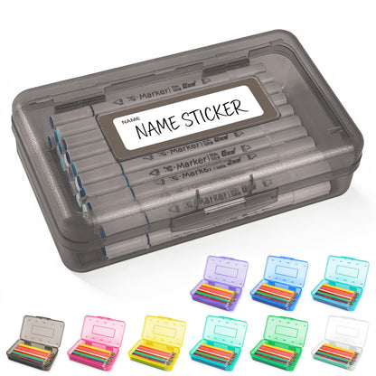 Clear Plastic Hard Pencil box Case with Personalized Sticker for Girl Boy