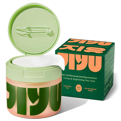 JIYU Toning Polish Pads - Korean Skincare for Dark Spots, Wrinkles & Dull Skin - Hydrating Facial Treatment with Snail Mucin, Niacinamide, Peptides & Centella - 2-Pack, 200 Pads