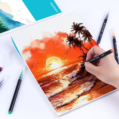 Hapikalor Watercolor Paper Pad, 9"x12" Water Color Paper, 140lb/300gsm Teal