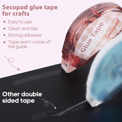 Secopad Scrapbook Tape, Glue Tape for Crafts, 4 Pack, Light-Colored Shell
