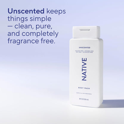 Native Clean Body Wash, Gentle & pH-balanced for Sensitive Skin, 24-Hr Freshness for Women & Men, Vegan & Cruelty-Free, Free of Sulfates, Parabens & Phthalates, Cashmere & Rain, 18 fl oz