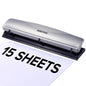 Bostitch Office Premium 3 Hole Punch, 12 Sheet Capacity, Metal, Rubber Base, Easy-Clean Tray, Silver
