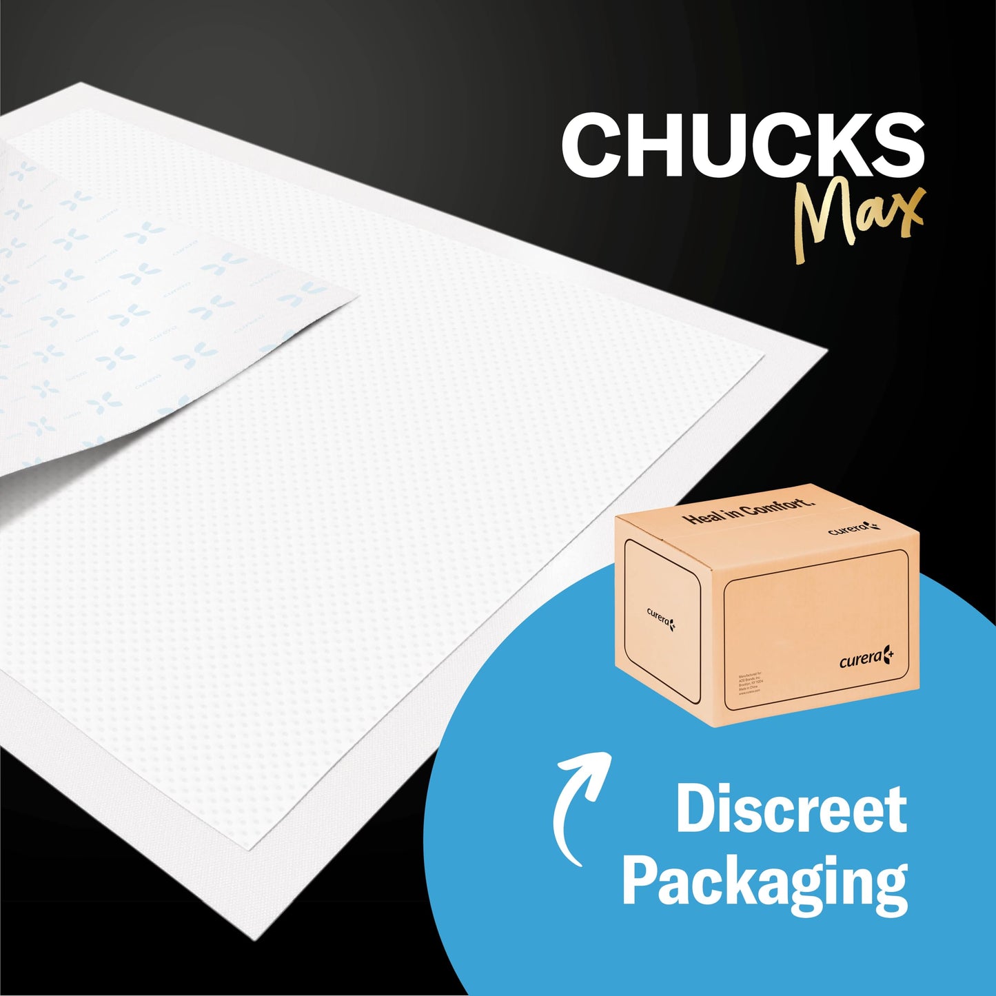 Chucks® MAX Hospital Bed Pads Disposable Adult 36 x 36 Breathable Incontinence Pads - XXX-Large Pee Pads for Adults - Heavy Duty 10X Absorbency Underpads - 400 Lbs. Patient Repositioning [20 Count]