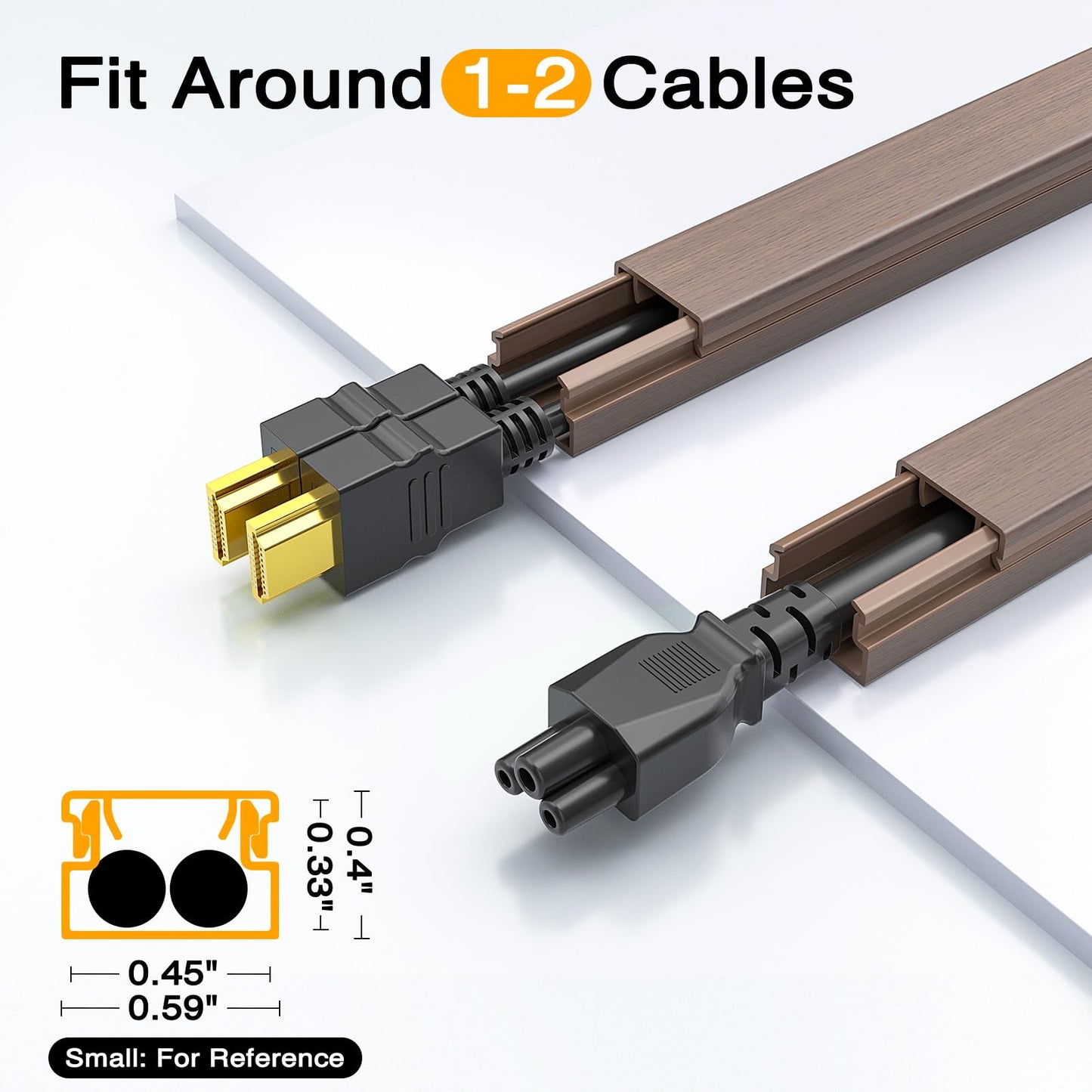 Wire Hider, 157in Delamu Cord Hider Wall, Paintable Wire Covers for Cords, TV Cable Hider Wall Kit, Cable Covers Raceway, Cable Management Hide TV Cords for Wall Mount TV, 10XL15.7 W0.95 H0.55in Brown
