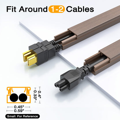 Wire Hider, 157in Delamu Cord Hider Wall, Paintable Wire Covers for Cords, TV Cable Hider Wall Kit, Cable Covers Raceway, Cable Management Hide TV Cords for Wall Mount TV, 10XL15.7 W0.95 H0.55in Brown