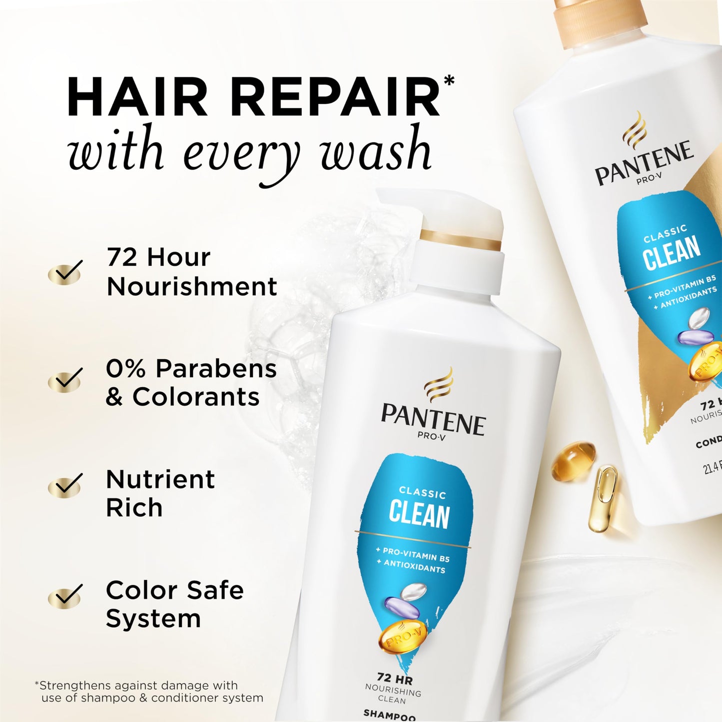 Pantene Shampoo & Conditioner Set, Daily Moisture Renewal - Pro-V Nutrients for Dry, Color-Treated, Straight to Curly Hair, 72-Hour Hydration & Softness, 52.8 Oz Total + Miracle Rescue Shot (0.5 Oz)