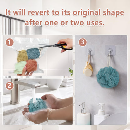 Rnoafmu Shower Loofah Bath Sponge, 60G Exfoliating Body Scrubber 4 Pack