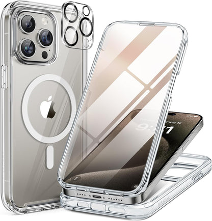 miracase for iPhone 17e Case & iPhone 16e Case, Full-Body Phone with Built-in Glass Screen Protector, [Magnetic with MagSafe] Military Drop Proof 17 E/ 16 E Cover Bumper 6.1 inch, Black